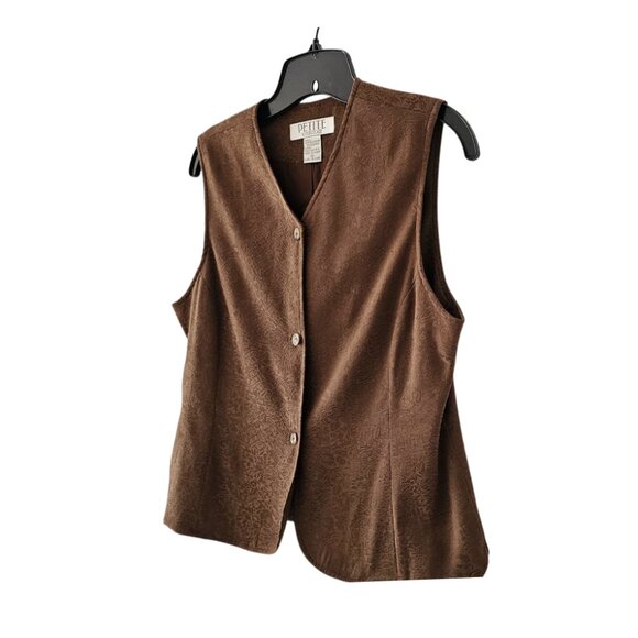 Petite Sophisticate Vest Sleeveless Floral Waistcoat Gilet | EUC | 10P | Brown - Picture 4 of 16